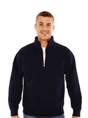 Midnight navy Canadian fleece 1/4 zip with collar.