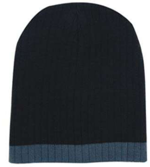 black and grey cable knit 2-tone beanie.