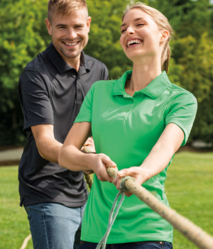 premium polo in green.