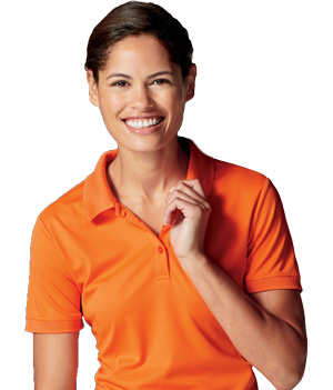performance polo in blue.